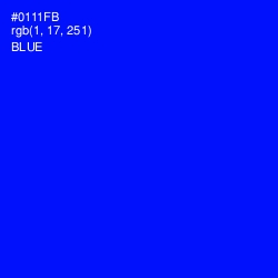 #0111FB - Blue Color Image