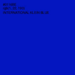 #0116BE - International Klein Blue Color Image