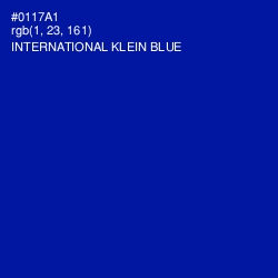 #0117A1 - International Klein Blue Color Image