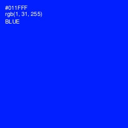 #011FFF - Blue Color Image