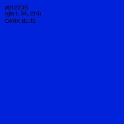 #0122DB - Dark Blue Color Image