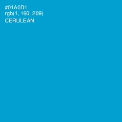 #01A0D1 - Cerulean Color Image