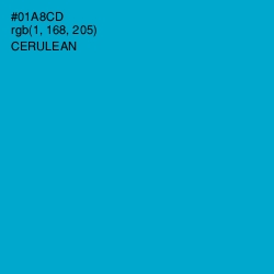 #01A8CD - Cerulean Color Image