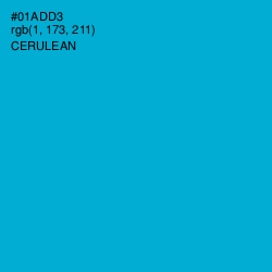 #01ADD3 - Cerulean Color Image