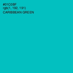 #01C0BF - Caribbean Green Color Image