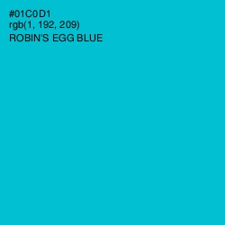 #01C0D1 - Robin's Egg Blue Color Image