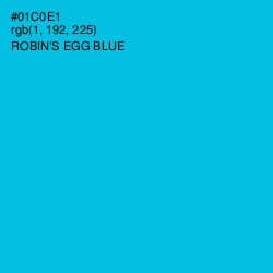 #01C0E1 - Robin's Egg Blue Color Image