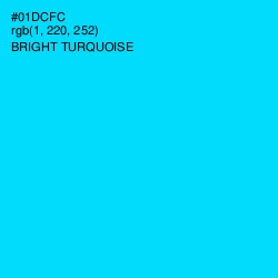 #01DCFC - Bright Turquoise Color Image