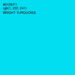 #01DEF1 - Bright Turquoise Color Image