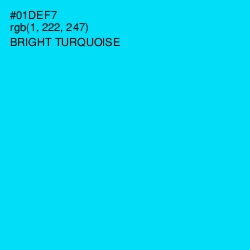 #01DEF7 - Bright Turquoise Color Image