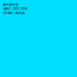 #01DEFD - Cyan / Aqua Color Image