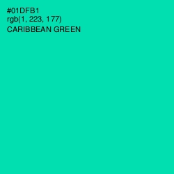 #01DFB1 - Caribbean Green Color Image