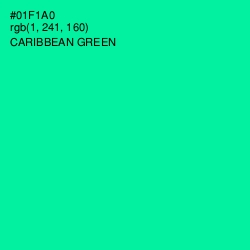 #01F1A0 - Caribbean Green Color Image