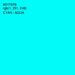 #01FBF8 - Cyan / Aqua Color Image