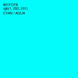 #01FCFB - Cyan / Aqua Color Image