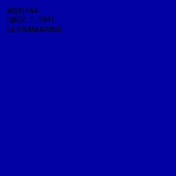 #0201A4 - Ultramarine Color Image