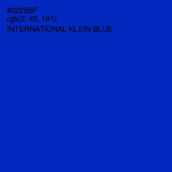 #0228BF - International Klein Blue Color Image