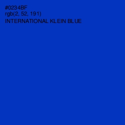 #0234BF - International Klein Blue Color Image