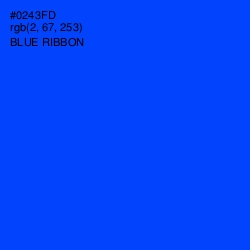 #0243FD - Blue Ribbon Color Image