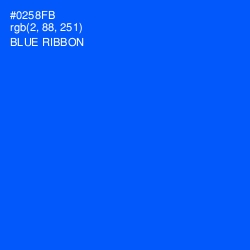 #0258FB - Blue Ribbon Color Image