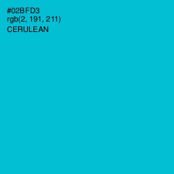 #02BFD3 - Cerulean Color Image