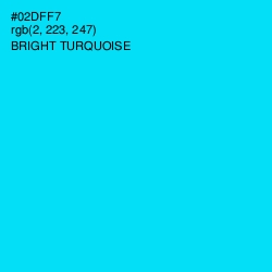#02DFF7 - Bright Turquoise Color Image