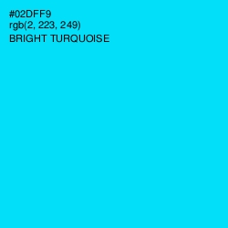 #02DFF9 - Bright Turquoise Color Image