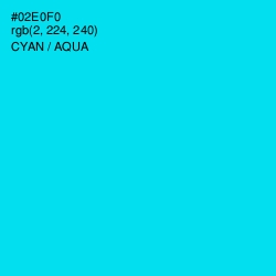 #02E0F0 - Cyan / Aqua Color Image