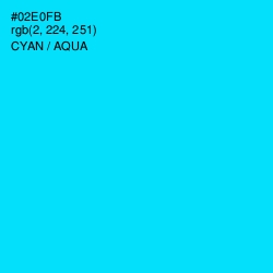 #02E0FB - Cyan / Aqua Color Image