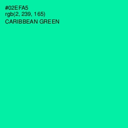 #02EFA5 - Caribbean Green Color Image