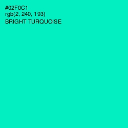 #02F0C1 - Bright Turquoise Color Image