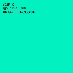 #02F1C1 - Bright Turquoise Color Image