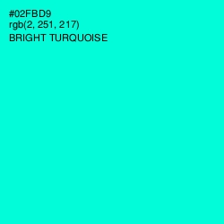 #02FBD9 - Bright Turquoise Color Image