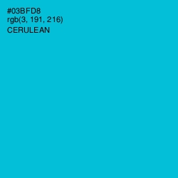#03BFD8 - Cerulean Color Image