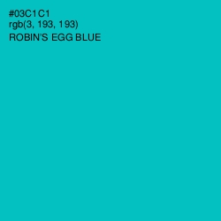 #03C1C1 - Robin's Egg Blue Color Image