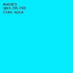 #04EBFD - Cyan / Aqua Color Image