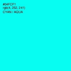 #04FCF1 - Cyan / Aqua Color Image