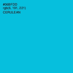 #06BFDD - Cerulean Color Image
