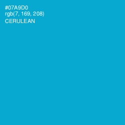 #07A9D0 - Cerulean Color Image