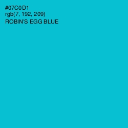 #07C0D1 - Robin's Egg Blue Color Image