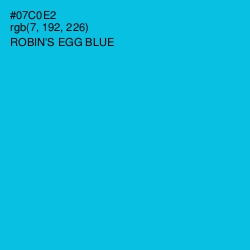 #07C0E2 - Robin's Egg Blue Color Image