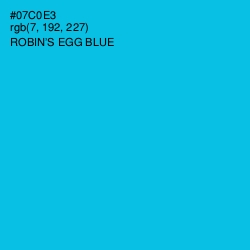 #07C0E3 - Robin's Egg Blue Color Image