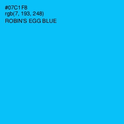 #07C1F8 - Robin's Egg Blue Color Image