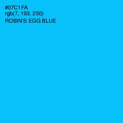 #07C1FA - Robin's Egg Blue Color Image