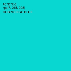 #07D7D0 - Robin's Egg Blue Color Image