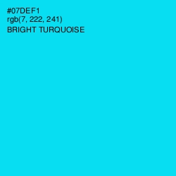 #07DEF1 - Bright Turquoise Color Image