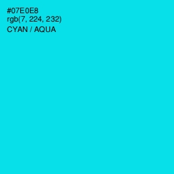 #07E0E8 - Cyan / Aqua Color Image