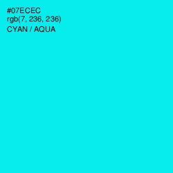 #07ECEC - Cyan / Aqua Color Image