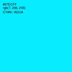 #07ECFF - Cyan / Aqua Color Image