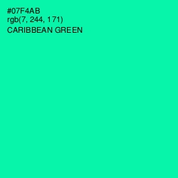 #07F4AB - Caribbean Green Color Image